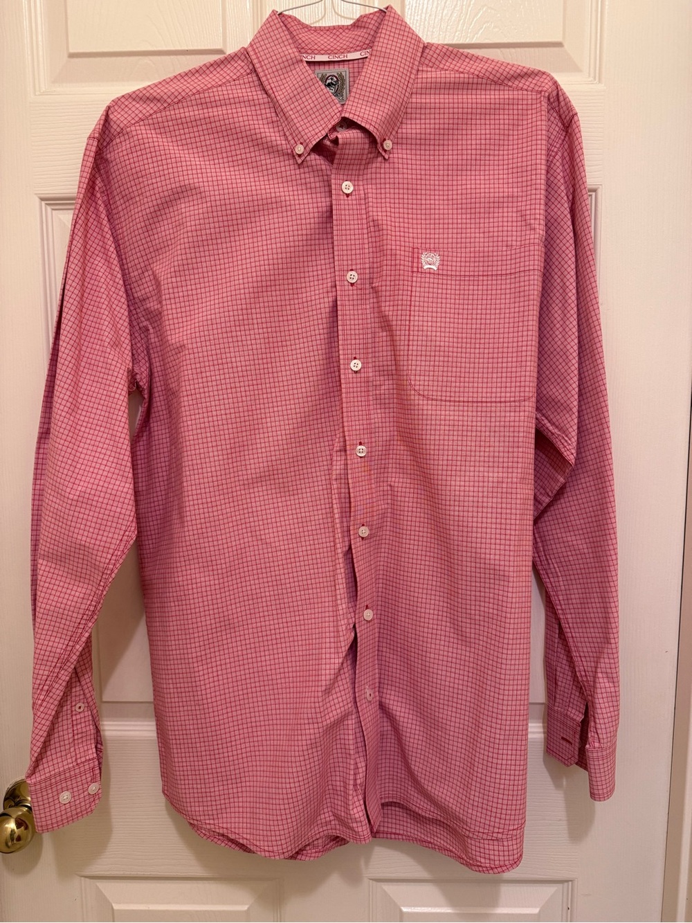 Cinch Men's Pink Check Button-Down Shirt